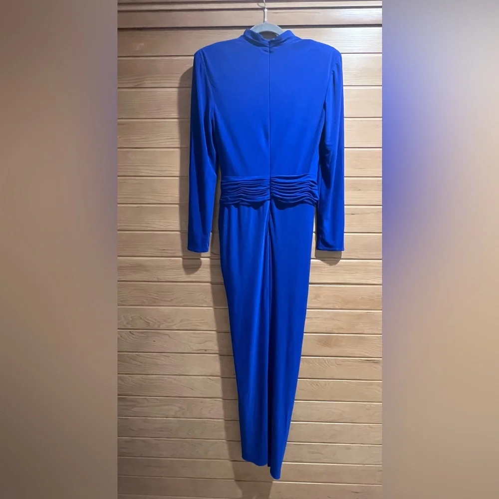 Rene Ruiz Blue Ruched Gown Size 6 Formal Cocktail Evening Dress - Picture 3 of 5